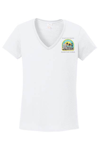 Ladies  V-Neck 100 Year Celebration S/S T-Shirt SIES