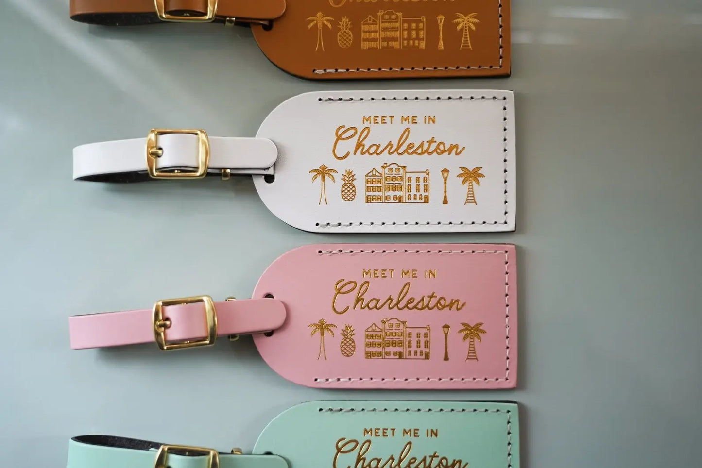Letter + Leather - Charleston Luggage Tag Wedding Favor or Travel Souvenir Gift