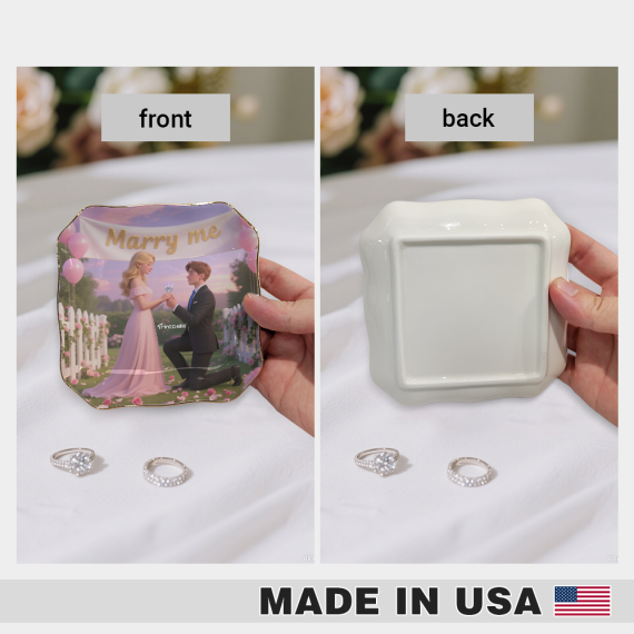 Fan-shaped Ceramic Ring Dish with Sayings