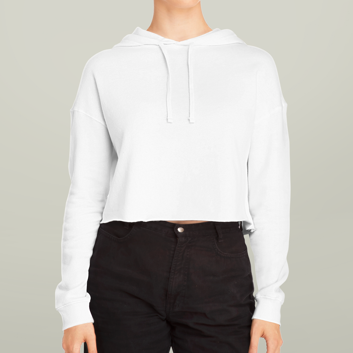 Women’s Cropped Hooded Sweatshirt with Arched Applique