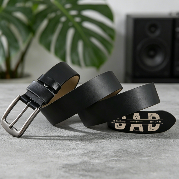 Tail Engraved Leather Belt
