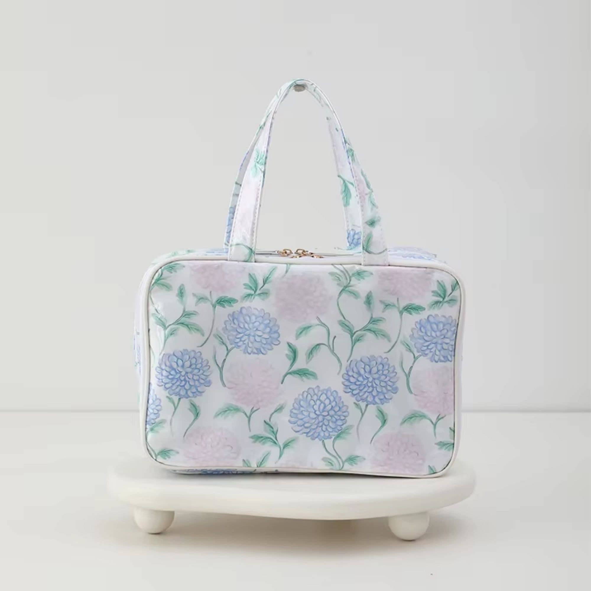 Waterproof Cosmetic Case PVC Make up Bag Hydrangea Horizon