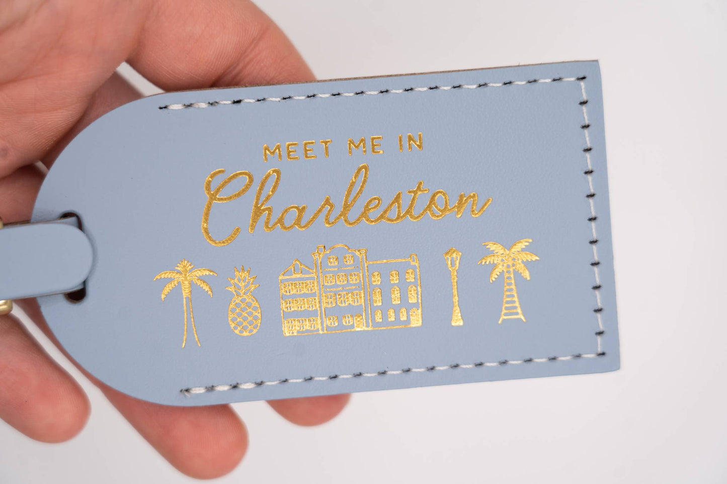 Letter + Leather - Charleston Luggage Tag Wedding Favor or Travel Souvenir Gift