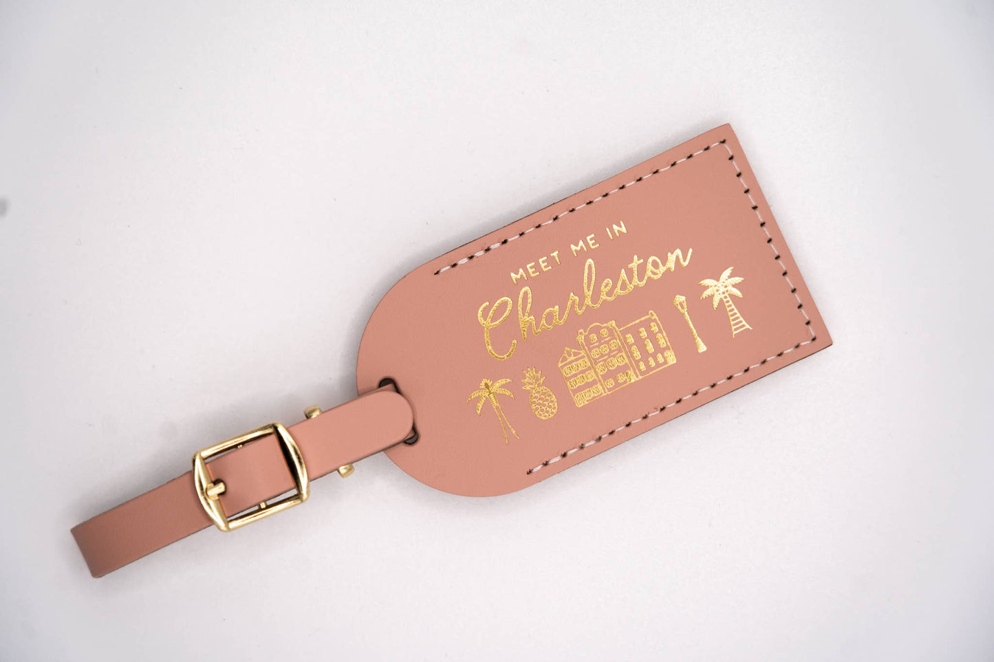 Letter + Leather - Charleston Luggage Tag Wedding Favor or Travel Souvenir Gift