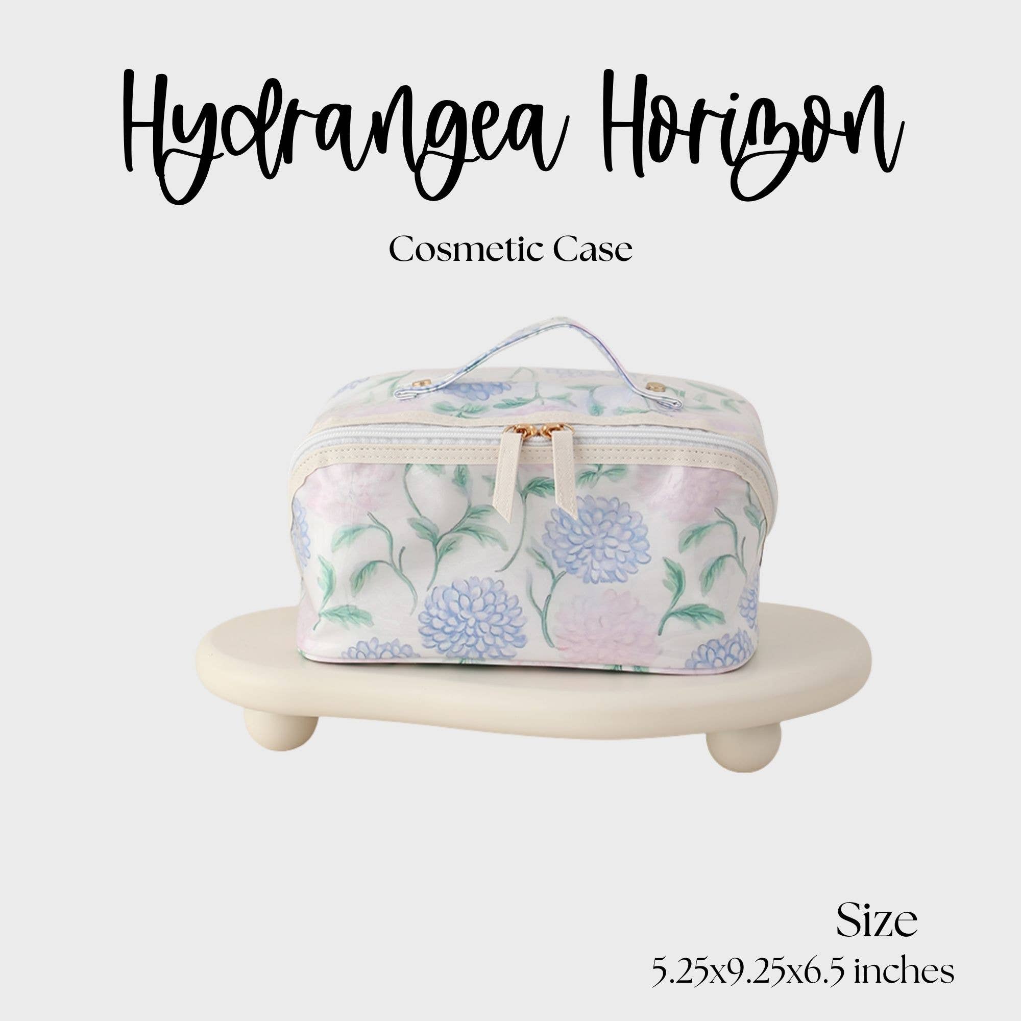 Waterproof Cosmetic Case PVC Make up Bag Hydrangea Horizon