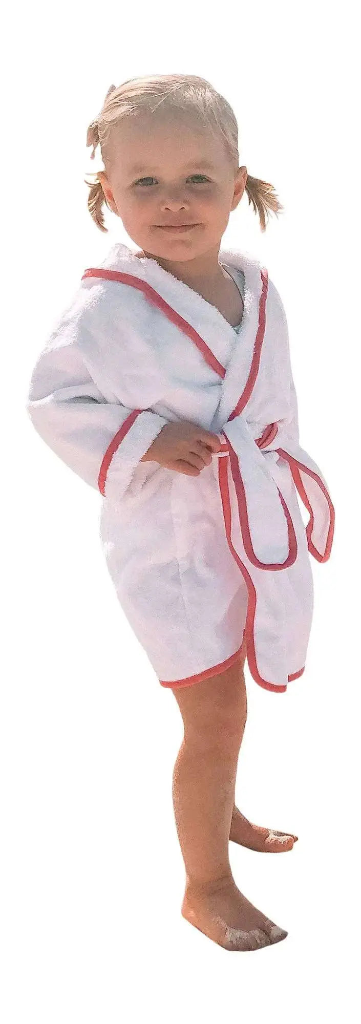 Child's Terry Beach Cover-up/ Robe Stork and Loom An Initial Impression Pink-Trim