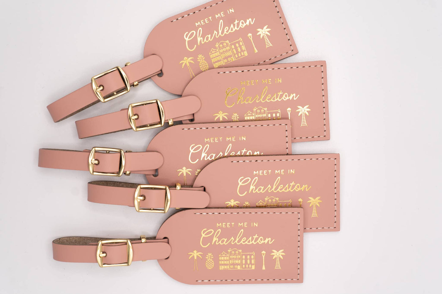 Letter + Leather - Charleston Luggage Tag Wedding Favor or Travel Souvenir Gift