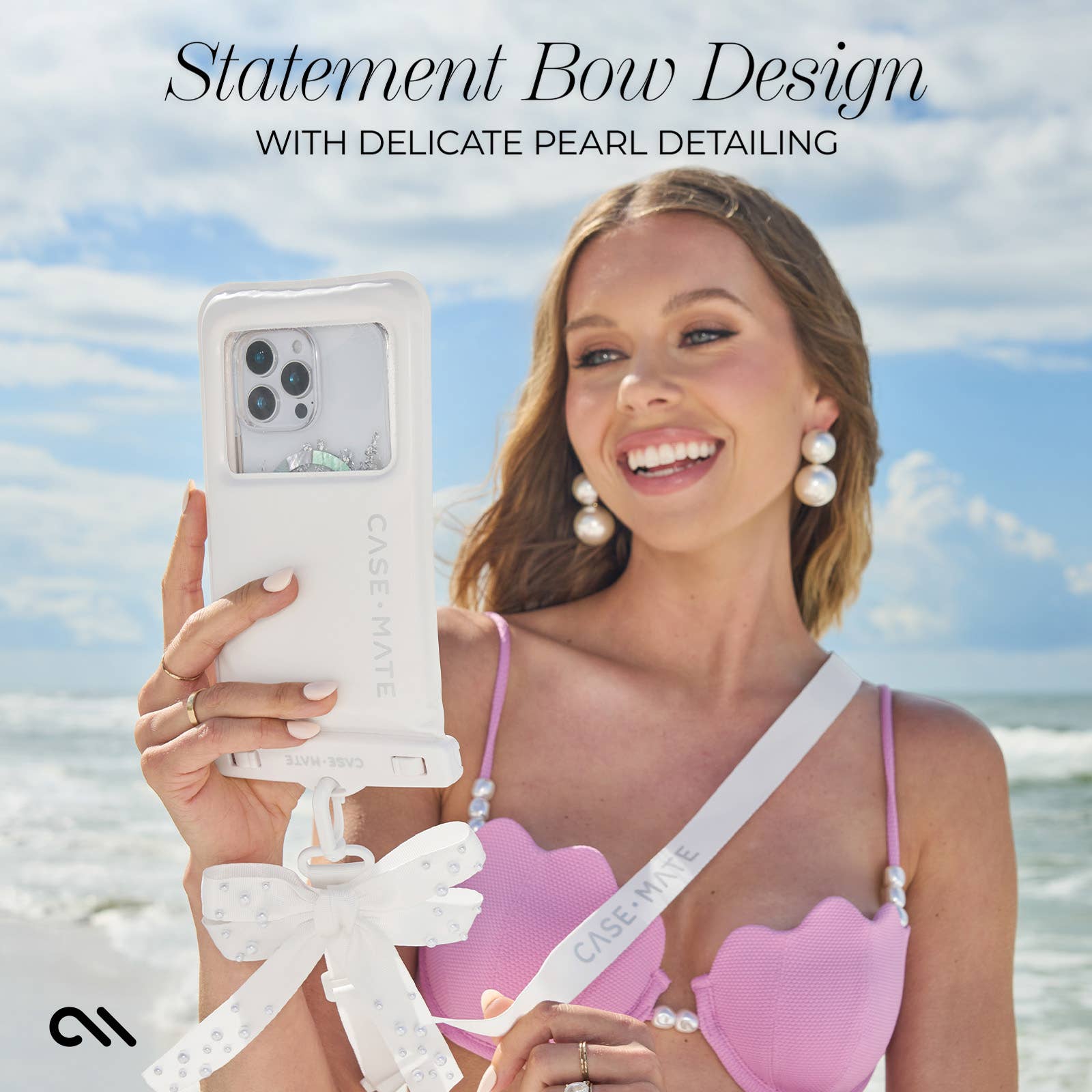 Case-Mate - Ivory Pearl Bow Waterproof Floating Pouch