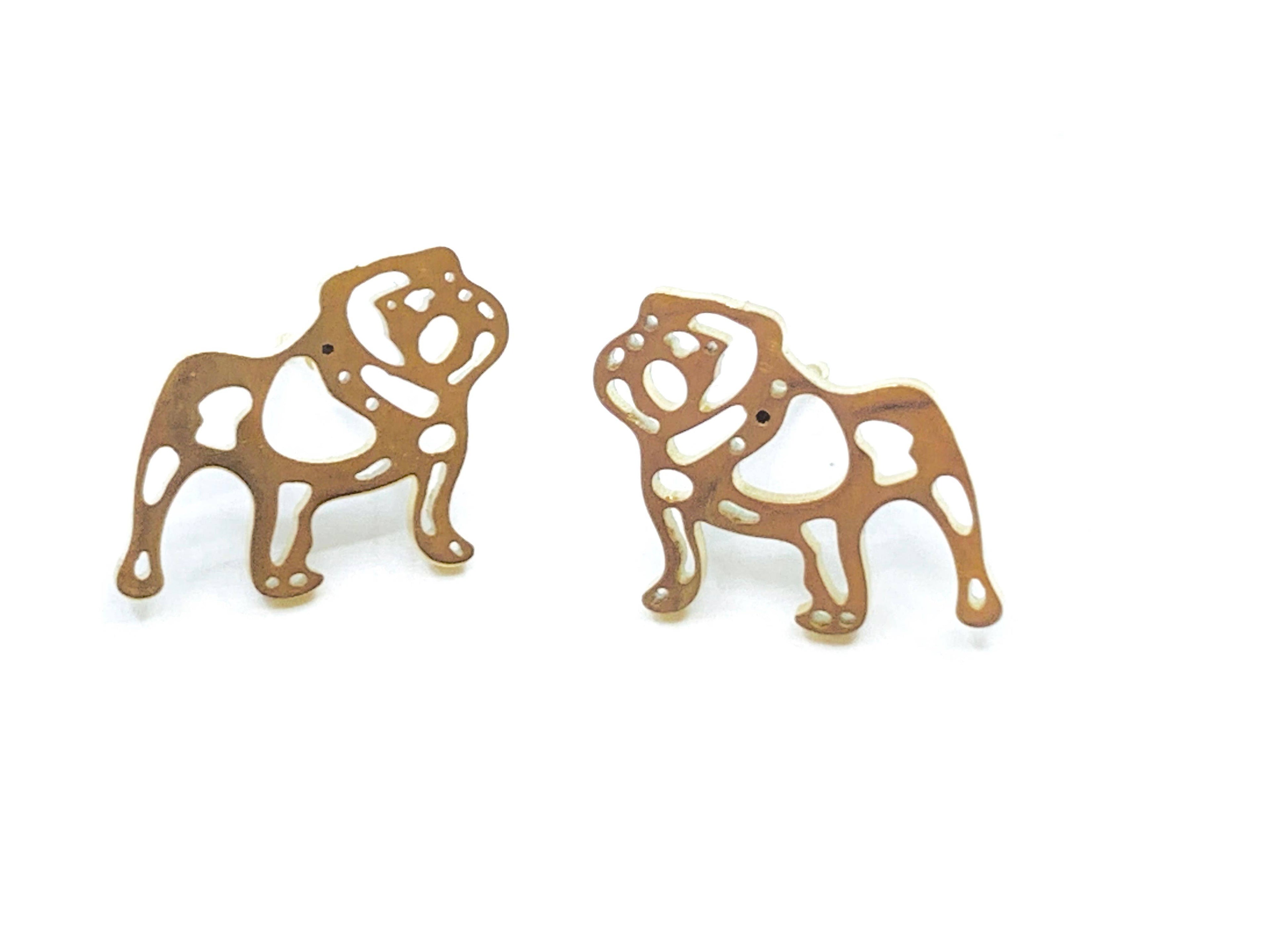 Steele Sloan Designs - Adorable Bulldog Earrings- Gold Stainless Steel Bulldogs