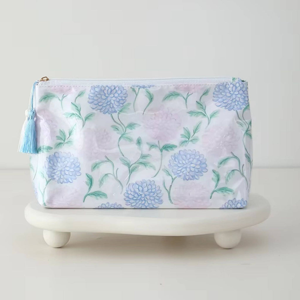 Waterproof Cosmetic Case PVC Make up Bag Hydrangea Horizon