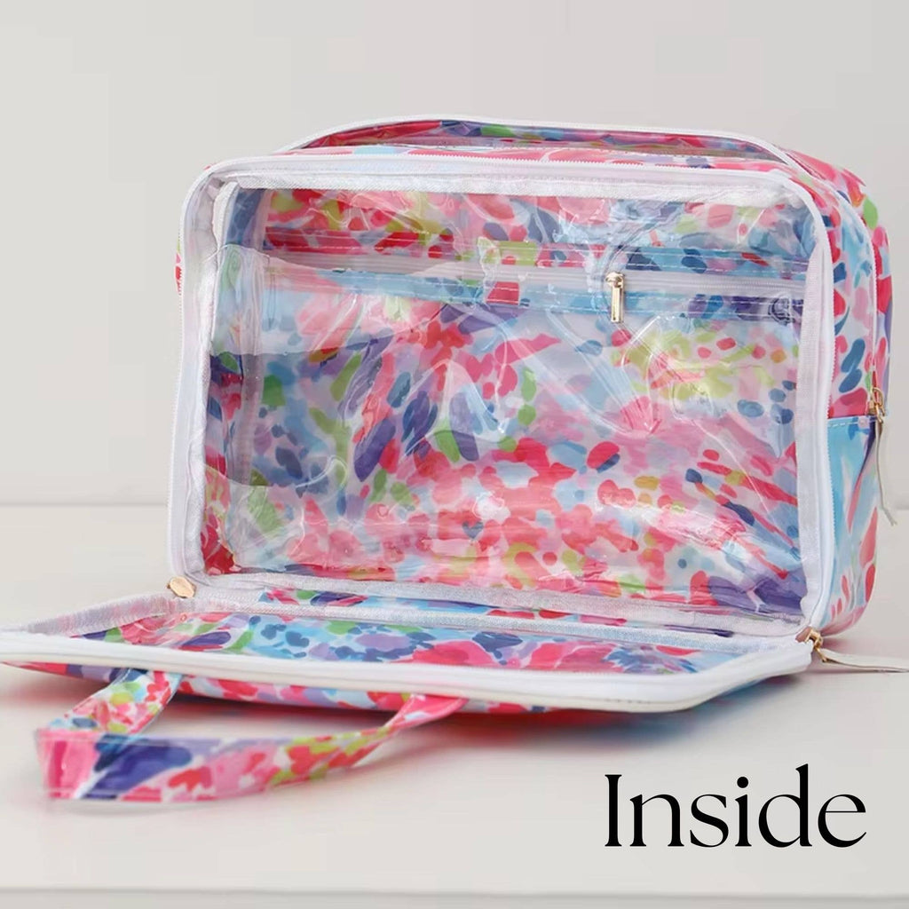 Waterproof Cosmetic Case PVC Make up Bag Hydrangea Horizon