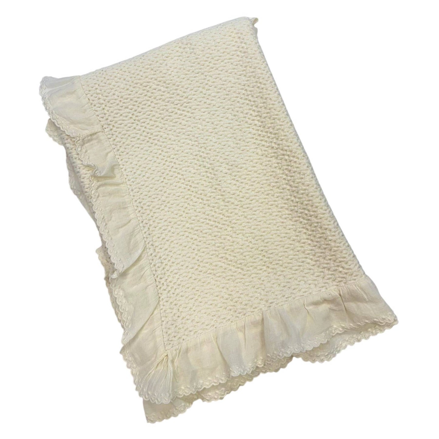 A Soft Idea - 6032 - Stonewashed Puckered Blanket with Dotted Swiss Ruffle