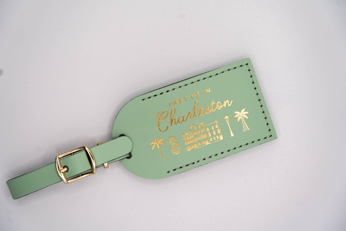 Letter + Leather - Charleston Luggage Tag Wedding Favor or Travel Souvenir Gift