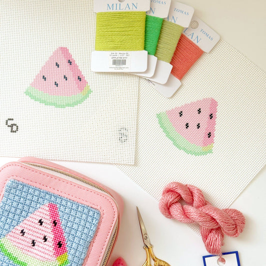 Watermelon Slice 13 Mesh Needlepoint Canvas, 3”x3” Design, Summer Needlepoint Canvas, Beginner Needlepoint