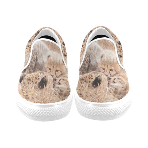 Slip-on Canvas Women's Shoes (Model 019) (Two Shoes With Different Printing)
