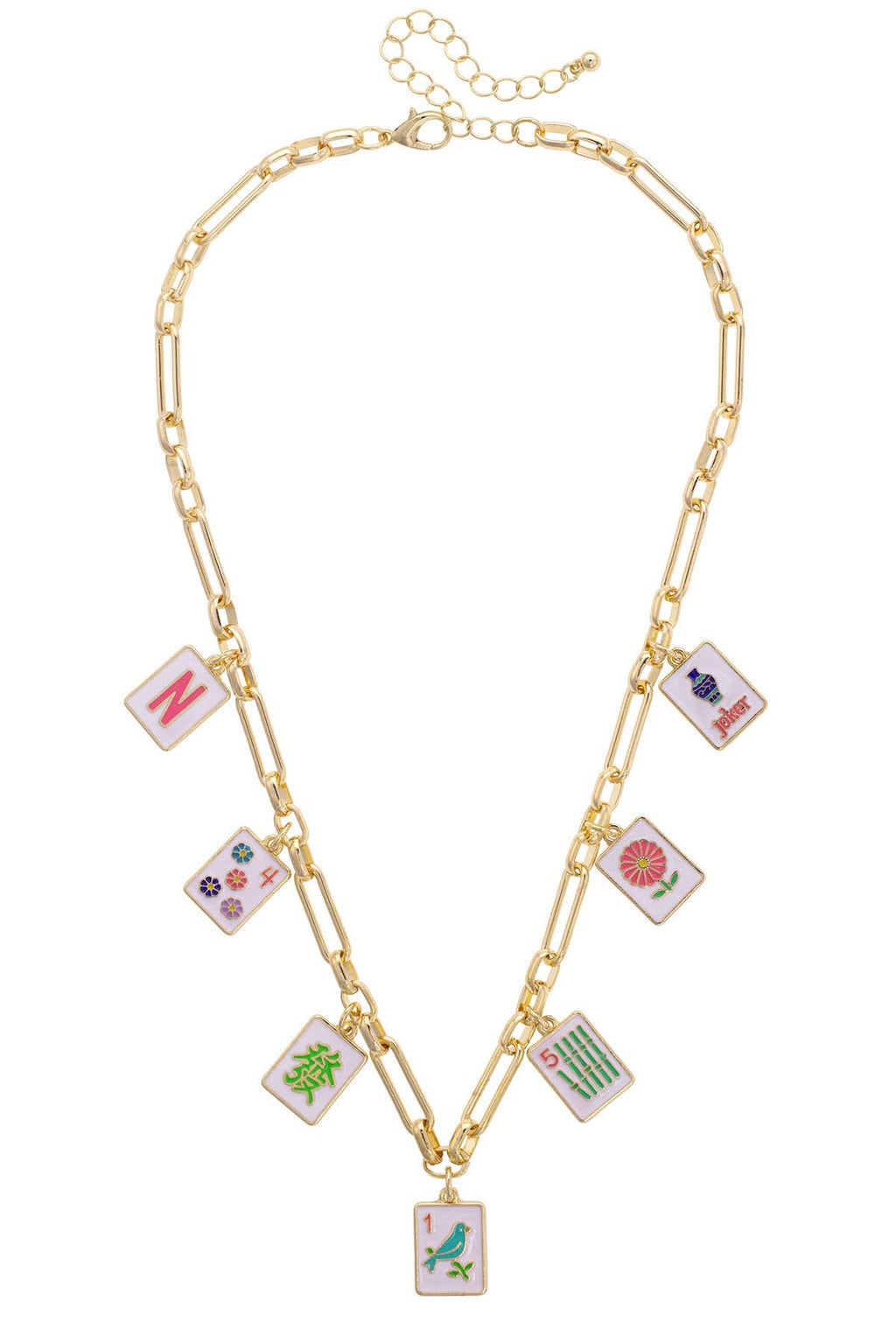 Going Mahjong! Enamel Charm Necklace in Multi