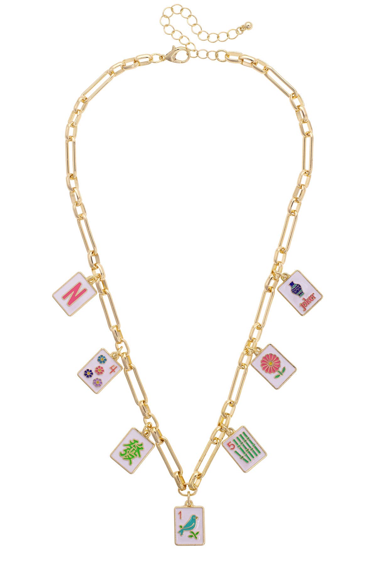 Going Mahjong! Enamel Charm Necklace in Multi