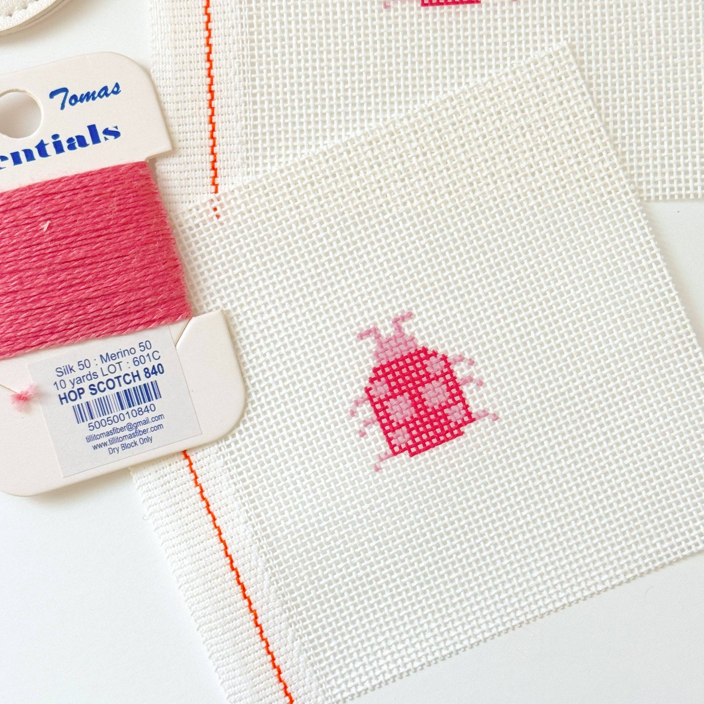 Mini Ladybug  1” Round Key Fob Needlepoint Canvas, Mini Needlepoint Canvas, Spring Needlepoint