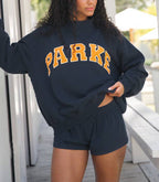 Letter Varsity Leisure Mock Neck Sweatshirt