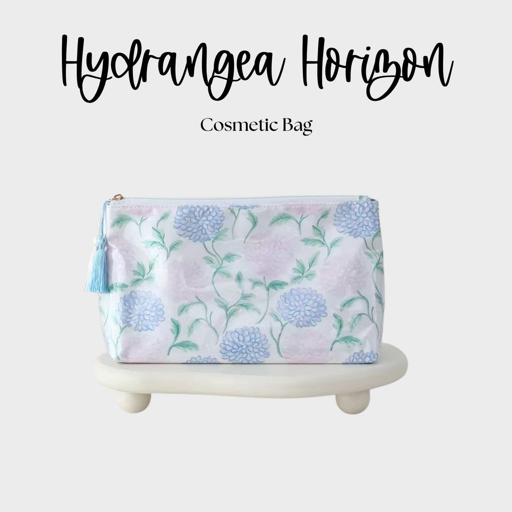 Waterproof Cosmetic Case PVC Make up Bag Hydrangea Horizon