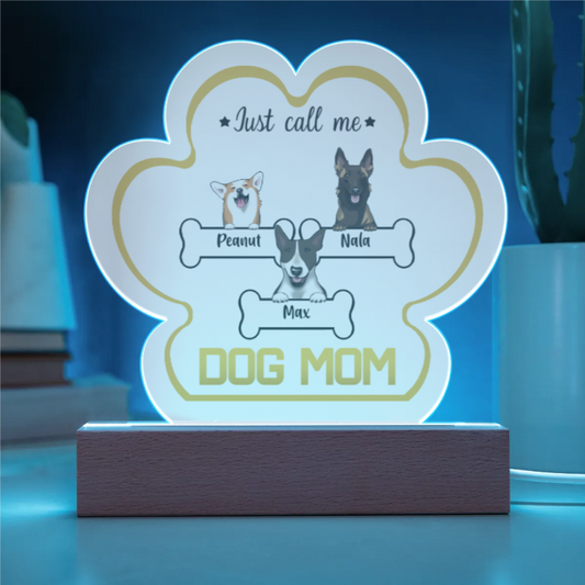 Dog Mom Acrylic Paw Plaque