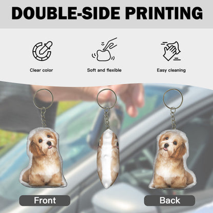 Custom Shape Pet Mini Plush Keychain - Cute Pet Gifts,  Keychain Charm, Soft Plush Toys, Personalized Keyring