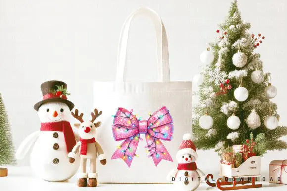 Christmas Shopping Bag An Initial Impression An Initial Impression PINK-FANCY-CHRISTMAS-BOW