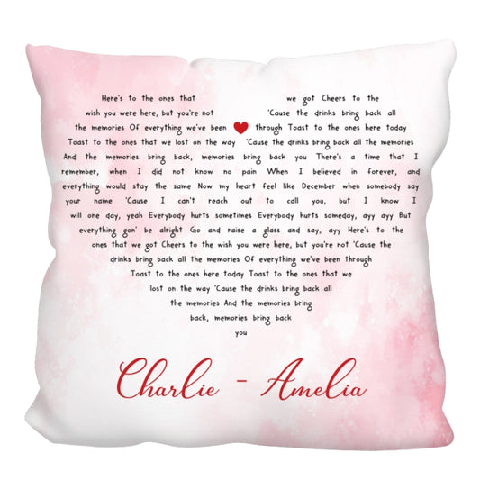 Song Lyrics In Heart Pillow