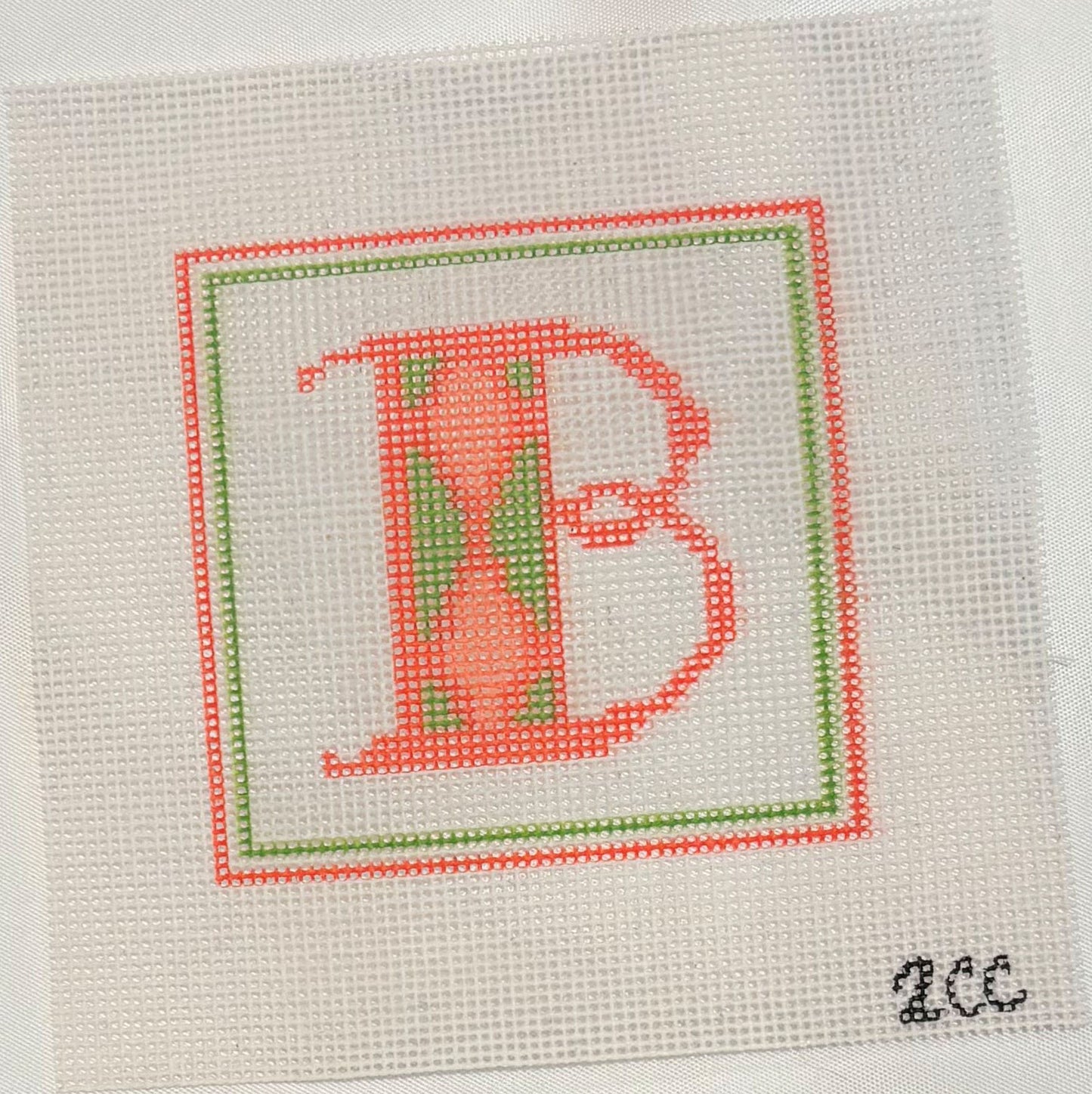 2CC  NC  PREPPY PLAID MONOGRAM NEEDLEPOINT CANVAS