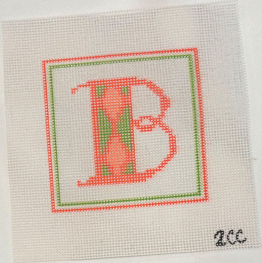 2CC  NC  PREPPY PLAID MONOGRAM NEEDLEPOINT CANVAS