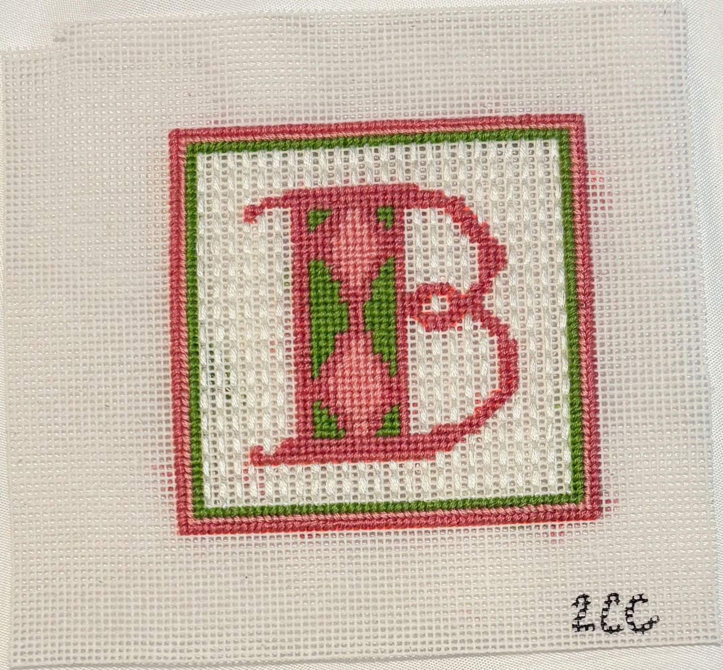 2CC  NC  PREPPY PLAID MONOGRAM NEEDLEPOINT CANVAS