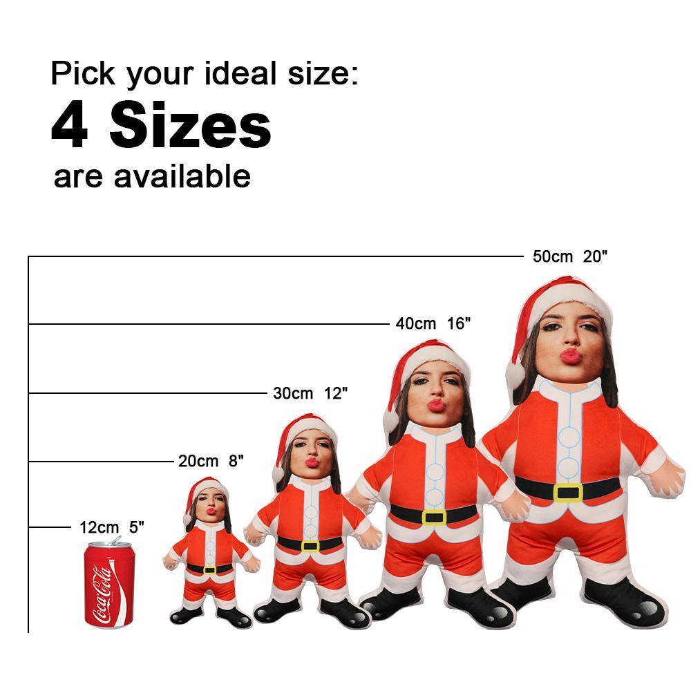 Custom Minime Pillow size chart, Santa Claus design, available in four sizes