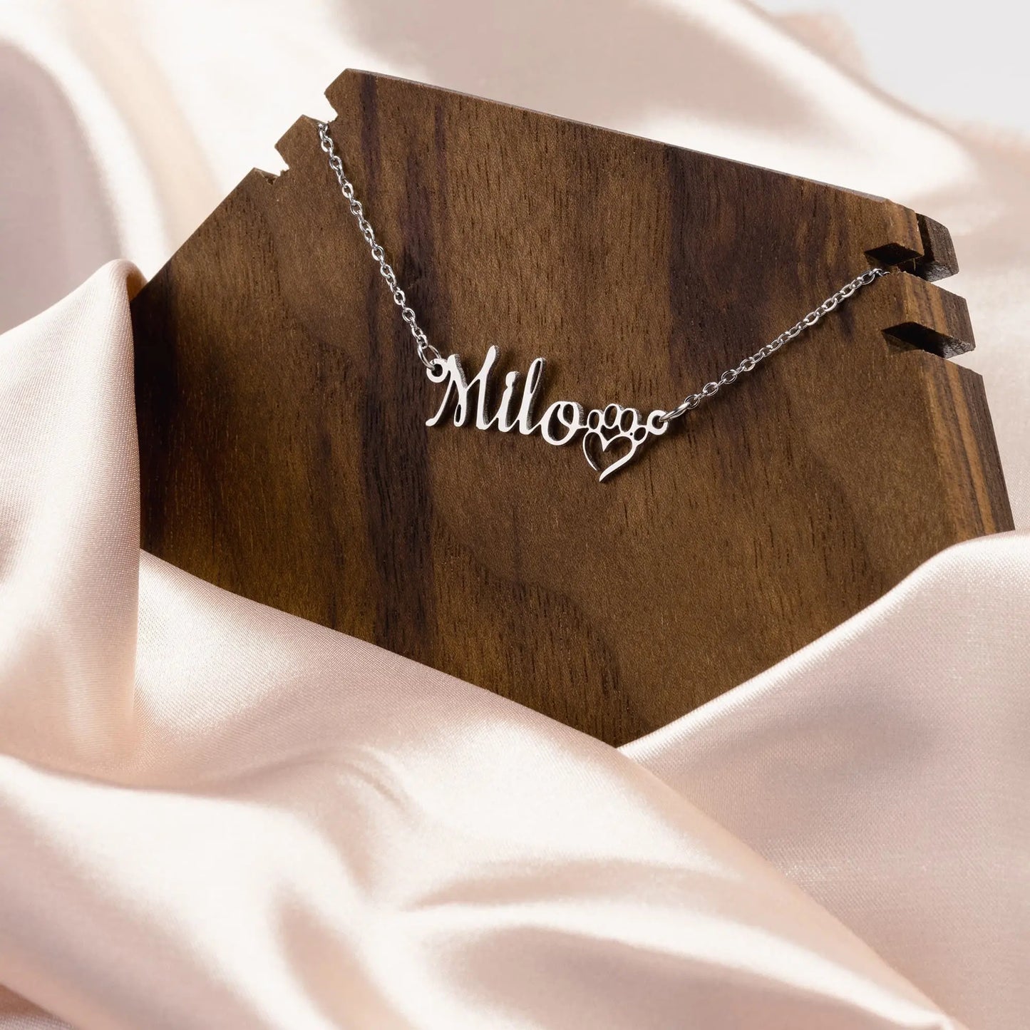 Personalized Dog Necklace teelaunch An Initial Impression Silver