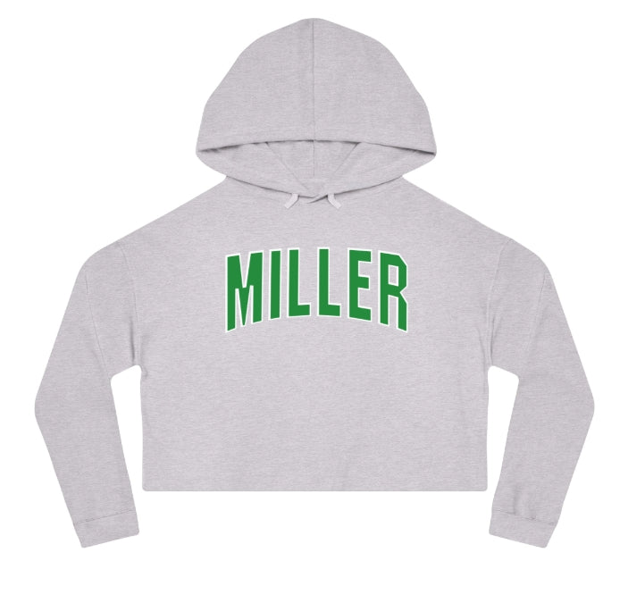 Women’s Cropped Hooded Sweatshirt with Arched Applique