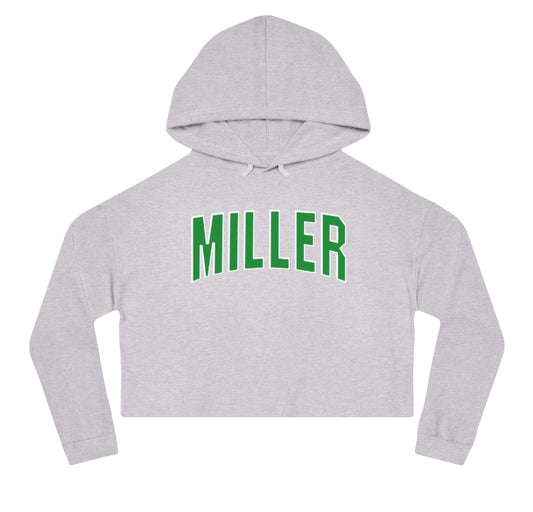 Women’s Cropped Hooded Sweatshirt with Arched Applique