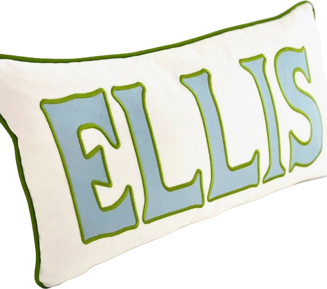 PIPED PILLOW WITH APPLIQUED