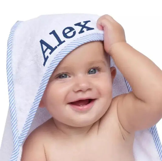 Infant Hooded Towel Gingham Trim   add Monogram