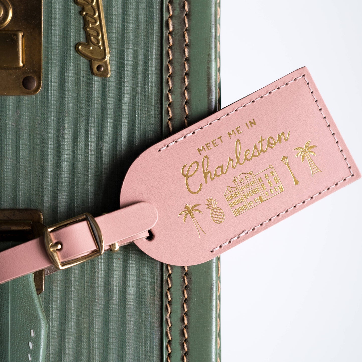 Letter + Leather - Charleston Luggage Tag Wedding Favor or Travel Souvenir Gift