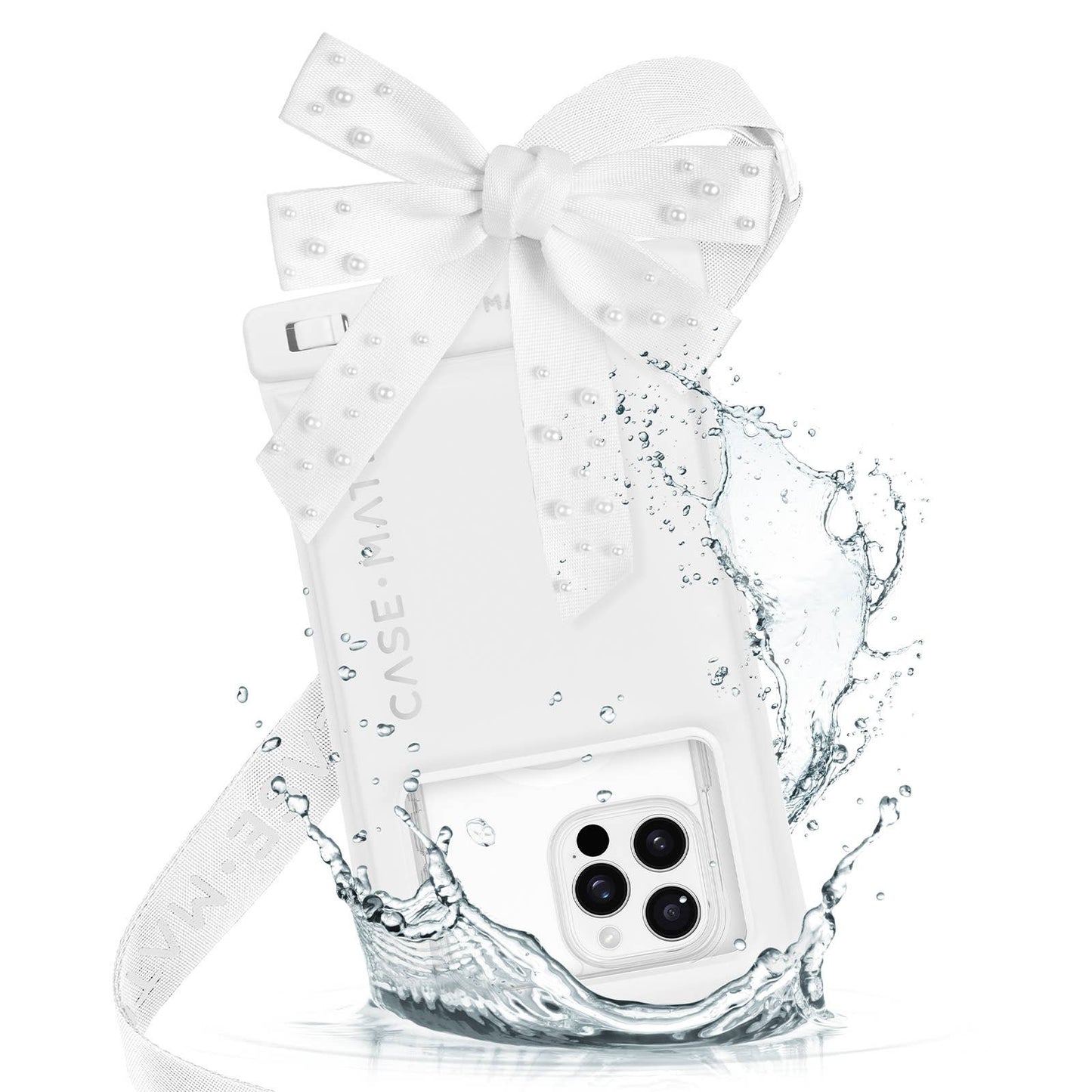 Case-Mate - Ivory Pearl Bow Waterproof Floating Pouch