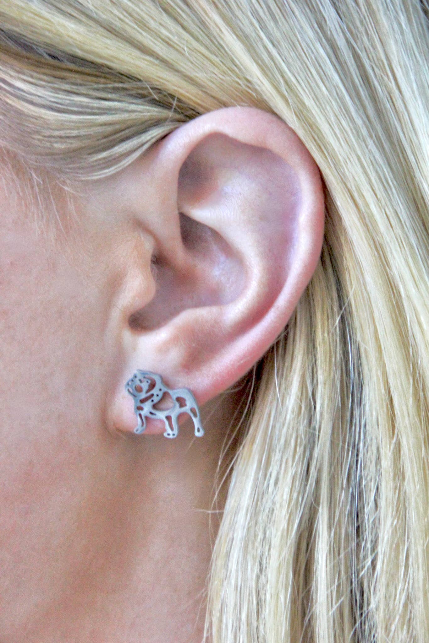 Steele Sloan Designs - Adorable Bulldog Earrings- Gold Stainless Steel Bulldogs