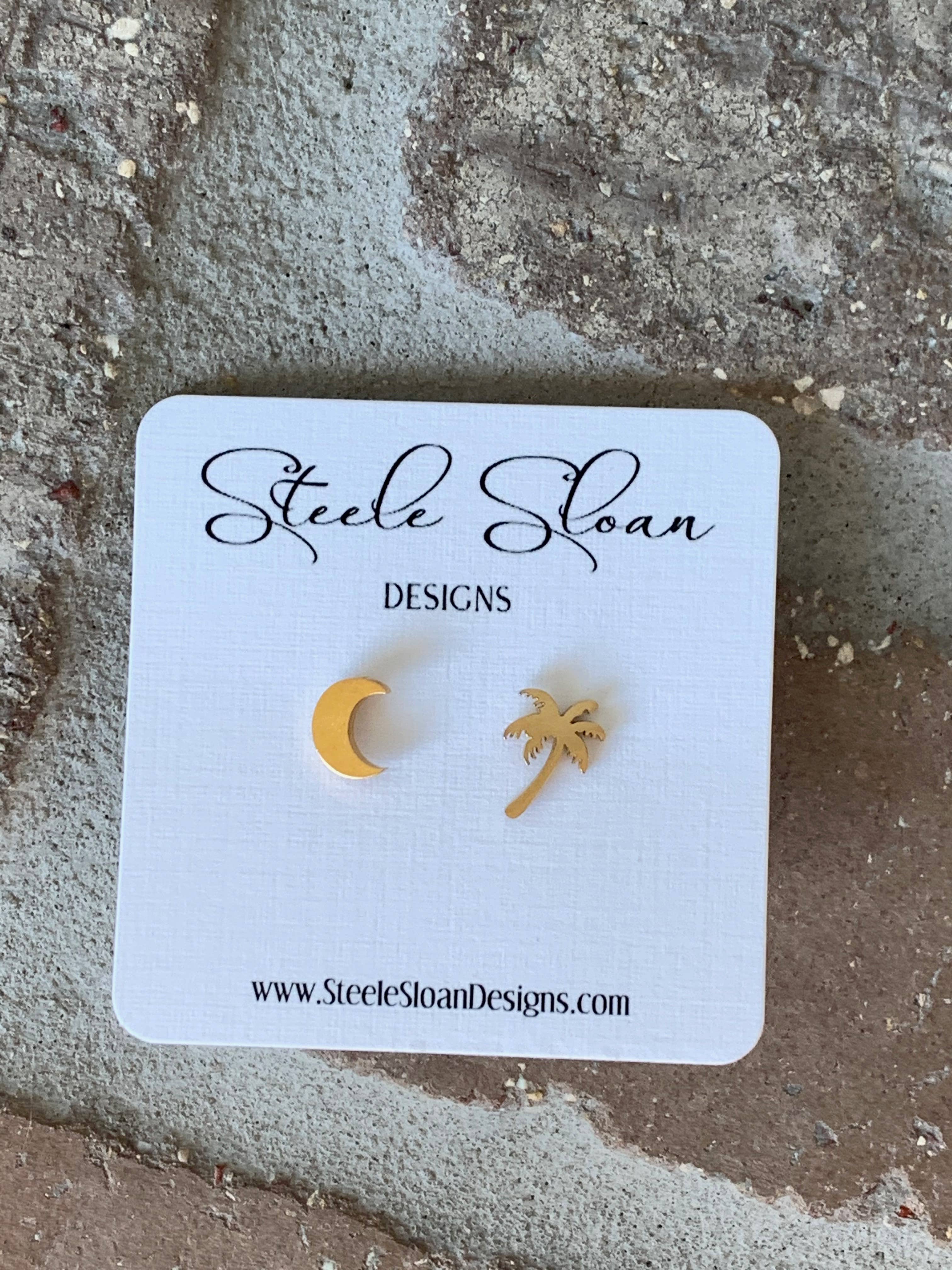 South Carolina Earrings Moon and Palmetto Tree Earrings