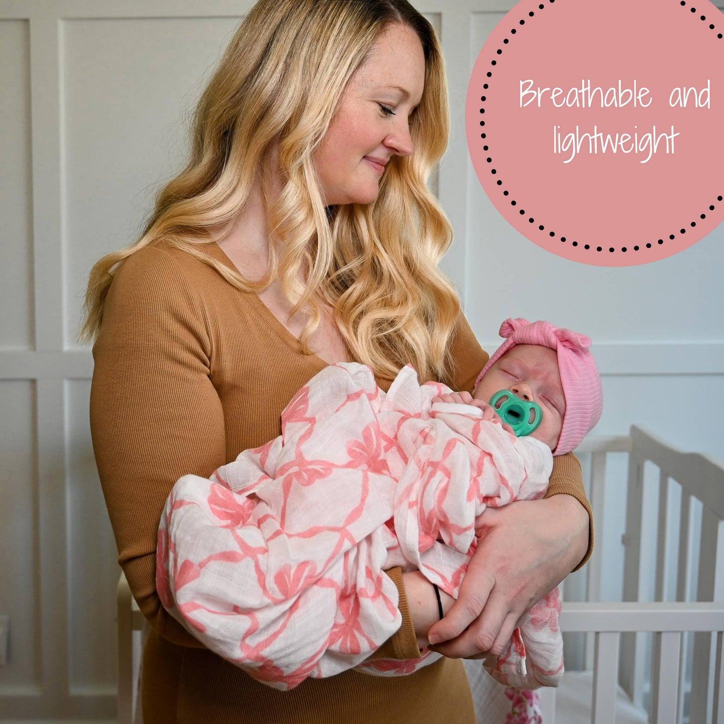 Lo Beautiful Bows Baby Muslin Swaddle Blanket