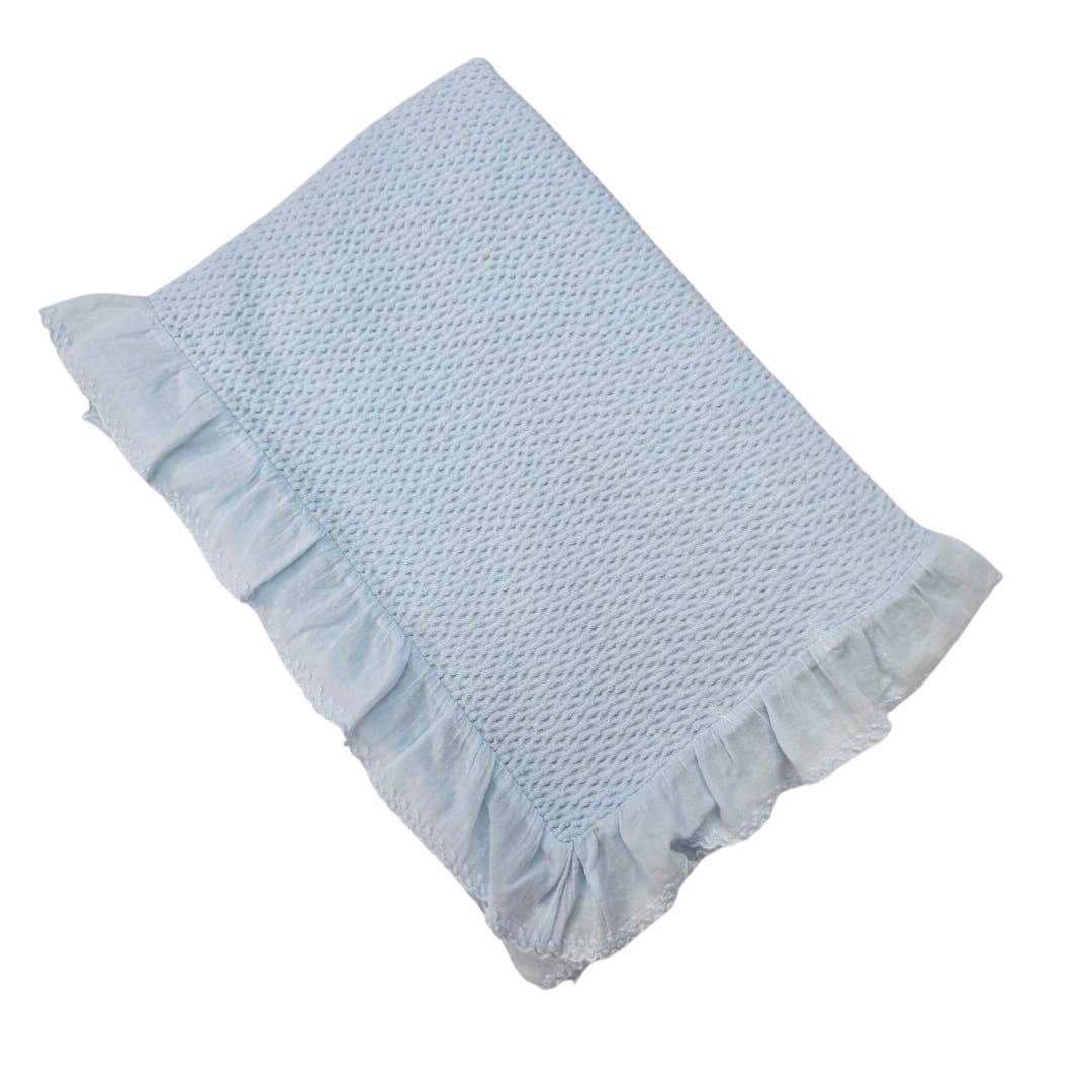 A Soft Idea - 6032 - Stonewashed Puckered Blanket with Dotted Swiss Ruffle