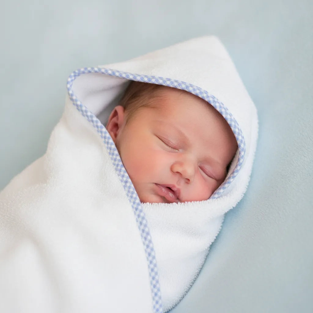 Infant Hooded Towel Gingham Trim   add Monogram