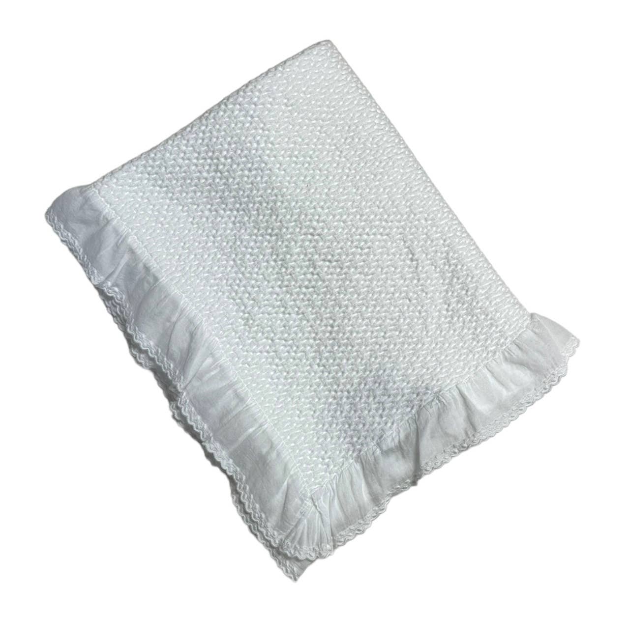 A Soft Idea - 6032 - Stonewashed Puckered Blanket with Dotted Swiss Ruffle