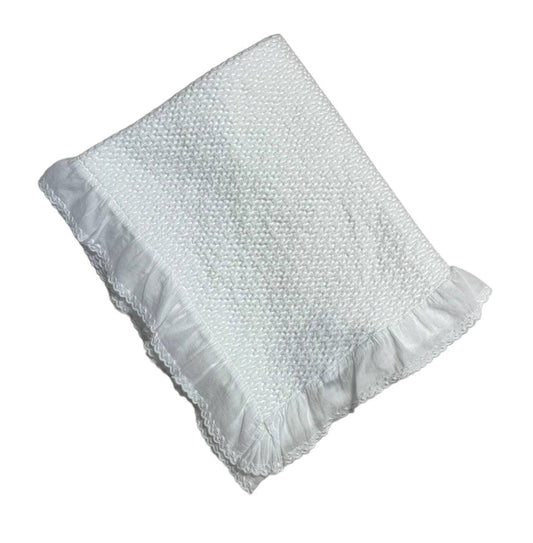 A Soft Idea - 6032 - Stonewashed Puckered Blanket with Dotted Swiss Ruffle
