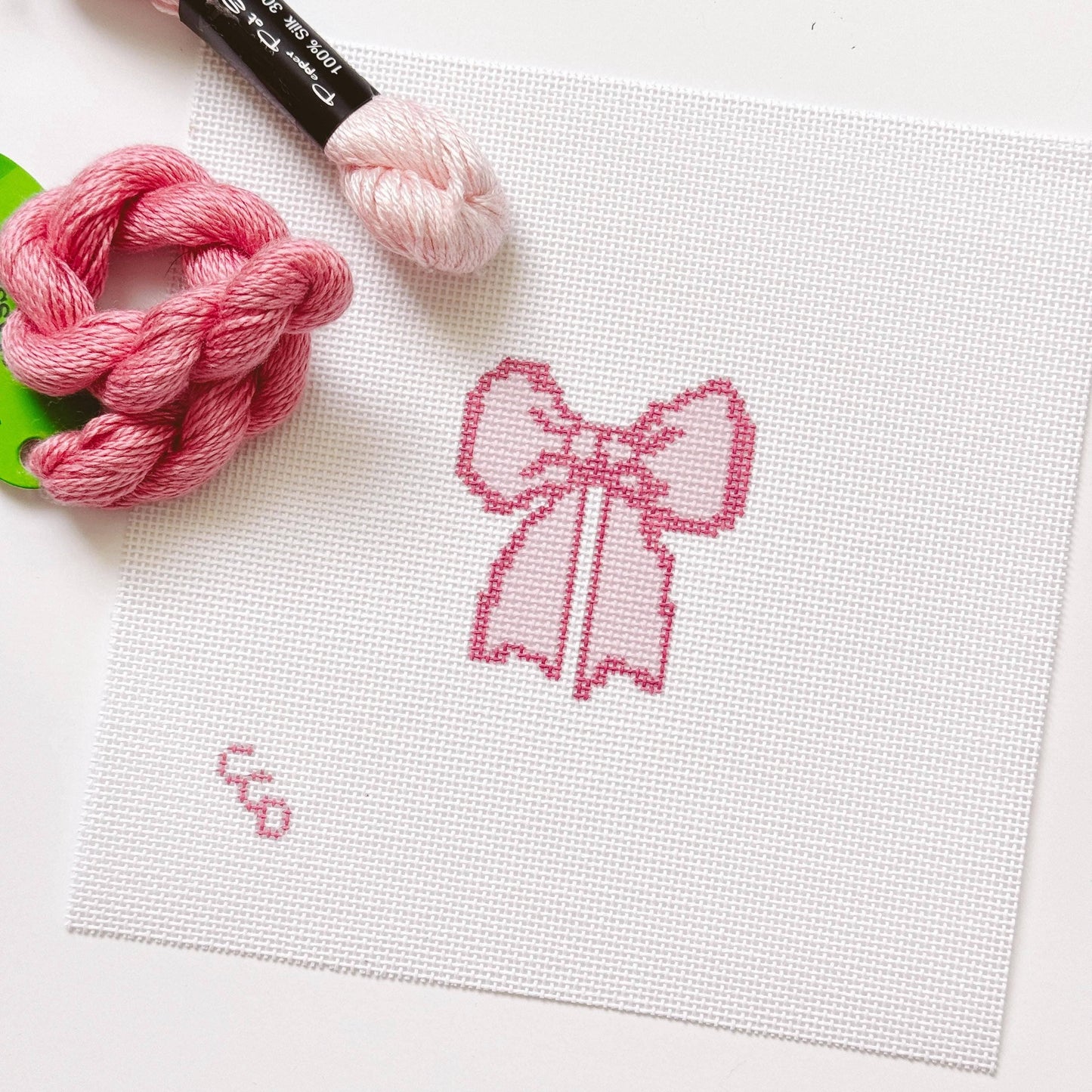 Hand Painted Coquette Bow 2.5” Needlepoint Canvas 18 Mesh Coquette Needlepoint Canvas Bow Hand Painted
