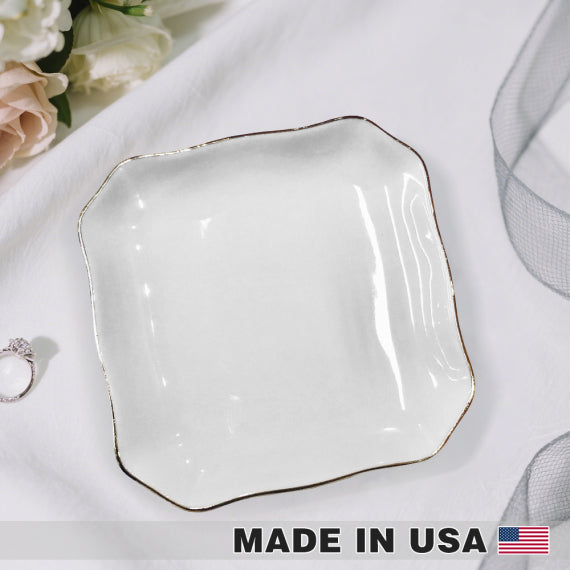 Fan-shaped Ceramic Ring Dish with Sayings