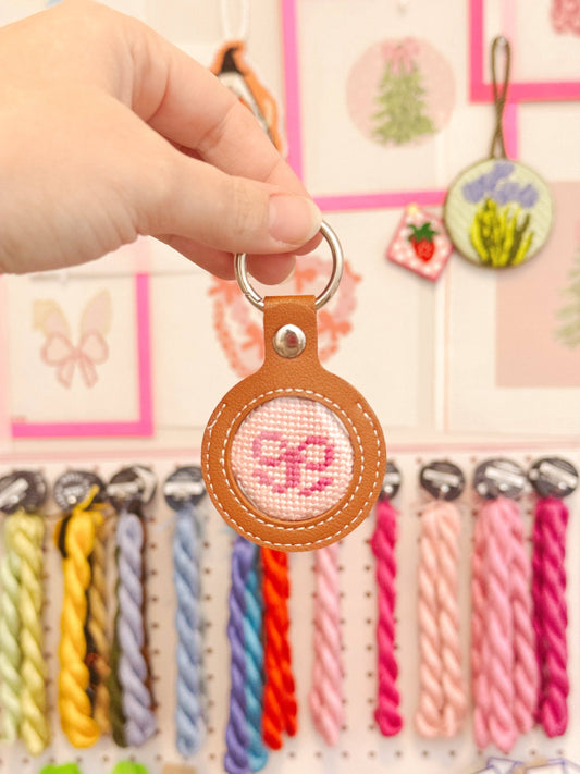 Needlepoint Self Finishing PU Leather Key Fob Bag Tag Interchangeable Finishing Keychain