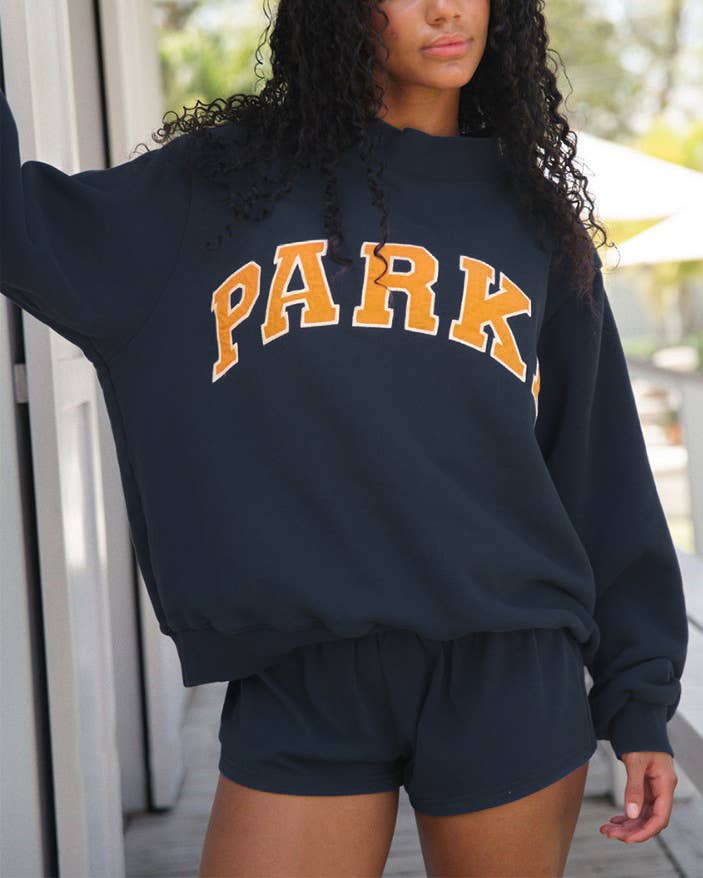 Letter Varsity Leisure Mock Neck Sweatshirt